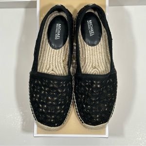 Michael Kors Darci Slip On Canvas Black Espadrilles, Size 8.5M